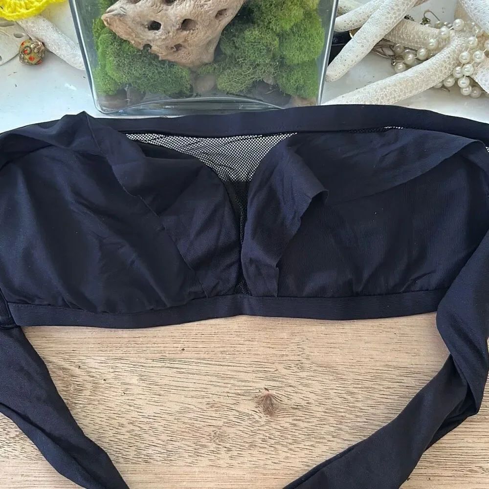 Calzedonia Cobey black Bando swimsuit top bathing suit top with mesh and ruffle